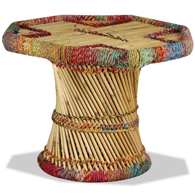Tavolino da Salotto in Bambù con Dettagli Chindi Multicolore