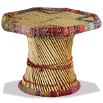Tavolino da Salotto in Bambù con Dettagli Chindi Multicolore