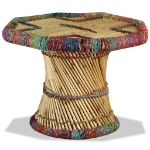 Tavolino da Salotto in Bambù con Dettagli Chindi Multicolore