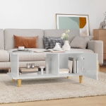 Tavolino da Salotto Bianco Lucido 90x50x40 cm Legno Multistrato
