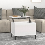 Tavolino Salotto Bianco Lucido 60x44,5x45 cm Legno Multistrato