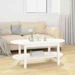 Tavolino da Salotto Bianco 110x55x45 cm Legno Massello di Pino