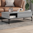 Tavolino Salotto Grigio Sonoma 100x50x35cm Multistrato Metallo