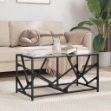 Tavolino con Piano in Vetro Nero 78,5x40x41 cm Acciaio