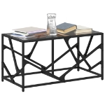 Tavolino con Piano in Vetro Nero 78,5x40x41 cm Acciaio