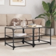 Tavolino Salotto con Piano Vetro Trasparente 50x50x45cm Acciaio