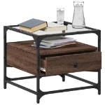 Tavolino Salotto con Ante in Vetro Rovere Marrone 50x50x45 cm