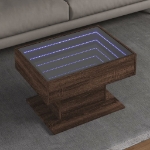 Tavolino Salotto con LED Rovere Marrone 70x50x45 cm Multistrato