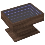 Tavolino Salotto con LED Rovere Marrone 70x50x45 cm Multistrato