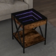 Tavolino da Salotto con LED Infinity Rovere Fumo 40x40x49 cm
