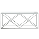 Tavolino da Salotto 110x45x45 cm in Acciaio Inox e Vetro