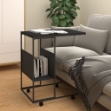 Tavolino con Ruote Nero 55x36x63,5 cm in Legno Multistrato