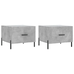 Tavolini Salotto 2pz Grigio Cemento 50x50x40 Legno Multistrato