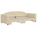 Divano Letto con Letto Estraibile Crema 90x200 cm in Tessuto