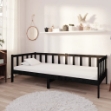 Divano Letto con Materasso 90x200 cm Nero in Legno di Pino