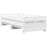 Divano Letto con Rotelle e Materasso Bianco 90x190cm Legno Pino