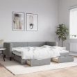 Divano Letto Estraibile Cassetti Grigio Chiaro 80x200cm Tessuto