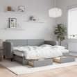 Divano Letto Estraibile Cassetti Grigio Chiaro 80x200cm Tessuto