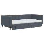 Divano Letto Estraibile Cassetti Grigio Scuro 100x200cm Velluto