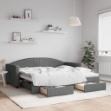 Divano Letto Estraibile Cassetti Grigio Scuro 90x190cm Tessuto