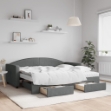 Divano Letto Estraibile Cassetti Grigio Scuro 90x190cm Tessuto