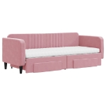Divano Letto Estraibile con Cassetti Rosa 80x200 cm Velluto