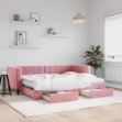 Divano Letto Estraibile con Cassetti Rosa 80x200 cm Velluto