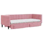Divano Letto Estraibile con Cassetti Rosa 80x200 cm Velluto