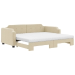 Divano Letto Estraibile con Materassi Crema 80x200 cm Tessuto