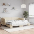 Divano Letto Estraibile con Materassi Crema 90x200 cm Tessuto