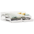 Dormeuse con Cassetti Bianco 90x200 cm Legno Massello di Pino