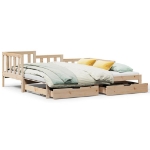 Dormeuse con Letto Estraibile e Cassetti 80x200cm Massello Pino