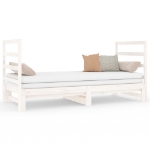 Dormeuse Estraibile Bianca 2x(90x190) cm Legno Massello di Pino