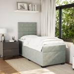 Giroletto a Molle con Materasso Grigio Chiaro 100x200cm Velluto