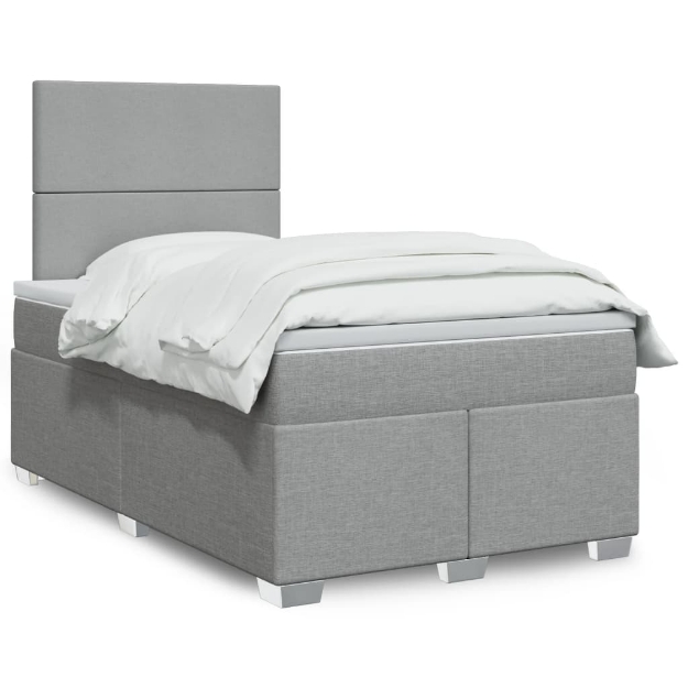 Giroletto a Molle con Materasso Grigio Chiaro 120x190cm Tessuto