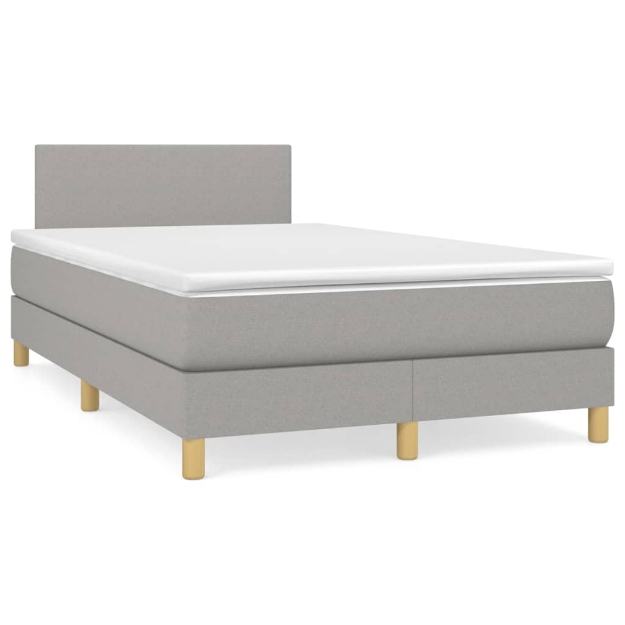 Giroletto a Molle con Materasso Grigio Chiaro 120x190cm Tessuto