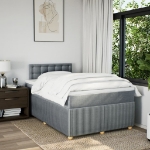Giroletto a Molle con Materasso Grigio Chiaro 120x190cm Tessuto