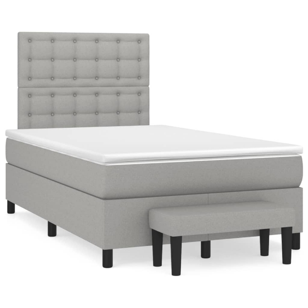 Giroletto a Molle con Materasso Grigio Chiaro 120x190cm Tessuto