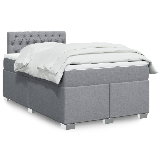 Giroletto a Molle con Materasso Grigio Chiaro 120x190cm Tessuto