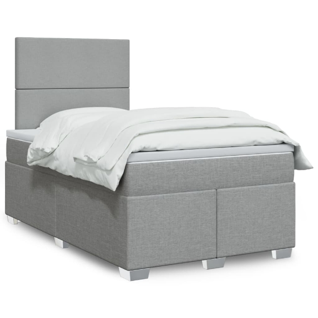 Giroletto a Molle con Materasso Grigio Chiaro 120x190cm Tessuto