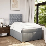 Giroletto a Molle con Materasso Grigio Chiaro 120x190cm Tessuto