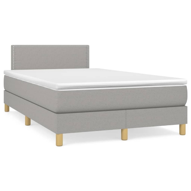 Giroletto a Molle con Materasso Grigio Chiaro 120x190cm Tessuto