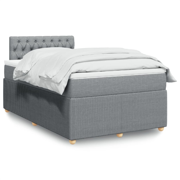 Giroletto a Molle con Materasso Grigio Chiaro 120x190cm Tessuto