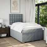 Giroletto a Molle con Materasso Grigio Chiaro 120x190cm Tessuto