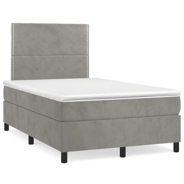 Giroletto a Molle con Materasso Grigio Chiaro 120x190cm Velluto