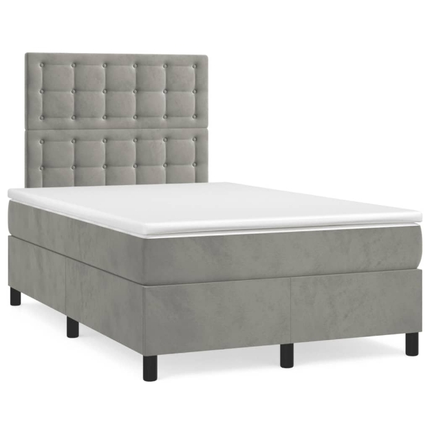 Giroletto a Molle con Materasso Grigio Chiaro 120x190cm Velluto