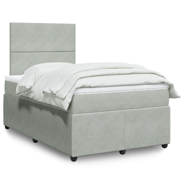 Giroletto a Molle con Materasso Grigio Chiaro 120x190cm Velluto