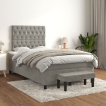 Giroletto a Molle con Materasso Grigio Chiaro 120x190cm Velluto