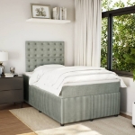 Giroletto a Molle con Materasso Grigio Chiaro 120x190cm Velluto