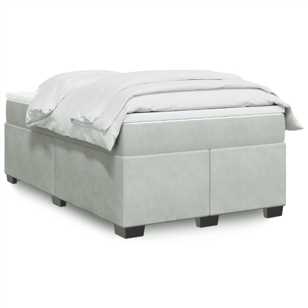 Giroletto a Molle con Materasso Grigio Chiaro 120x190cm Velluto
